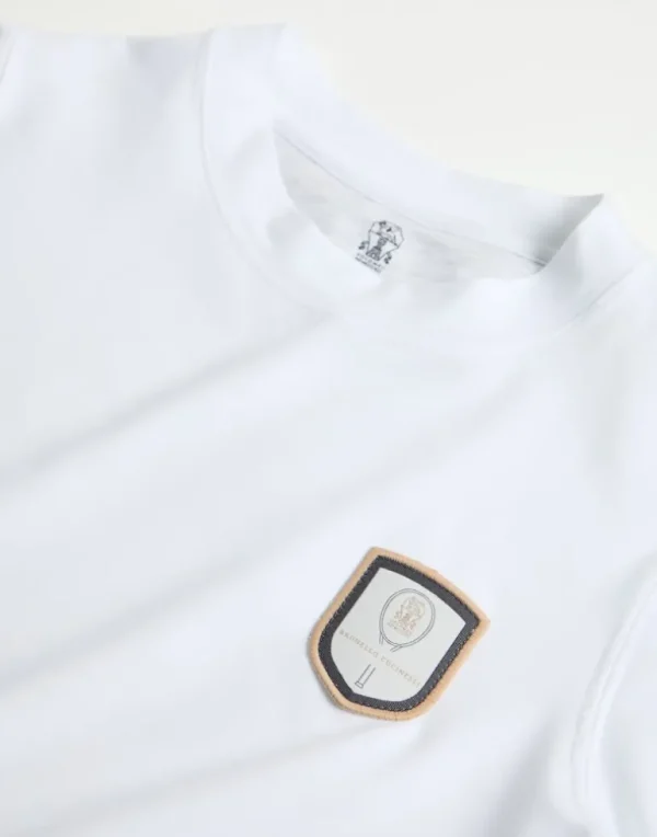 Comfort nylon crew neck T-shirt with tennis badge