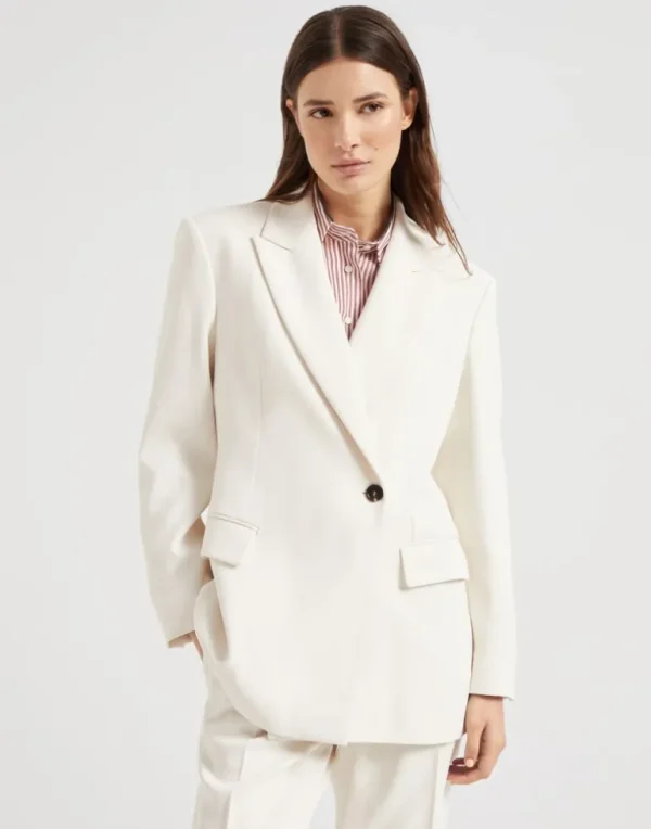 Comfort viscose couture twill blazer with monili