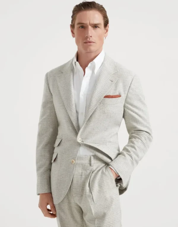 Comfort wool, silk and cashmere Prince of Wales deconstructed Cavallo blazer