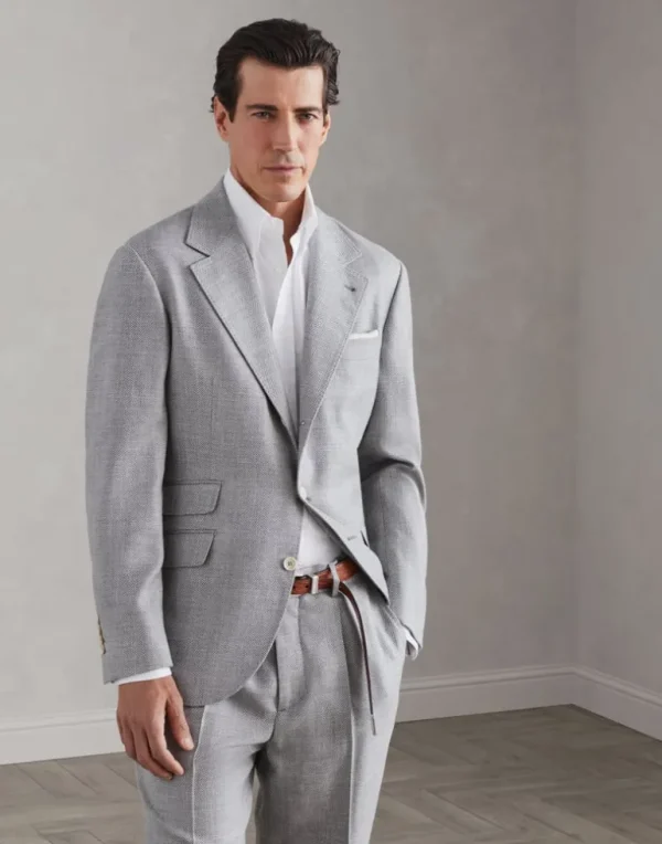 Comfort wool, silk and linen chevron deconstructed Cavallo blazer