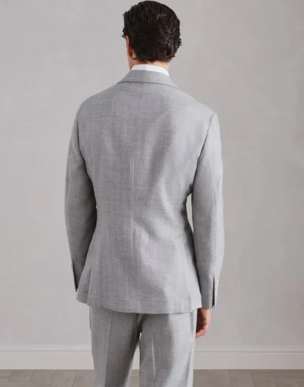 Comfort wool, silk and linen chevron deconstructed Cavallo blazer