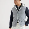 Cotton and cashmere mélange corduroy down vest with detachable hood