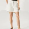 Cotton and linen cavalry formal shorts with monili