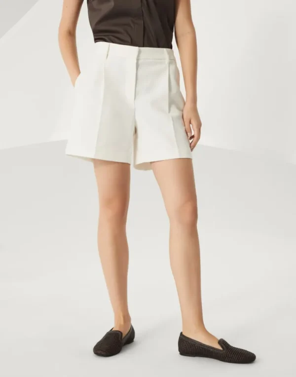 Cotton and linen cavalry formal shorts with monili