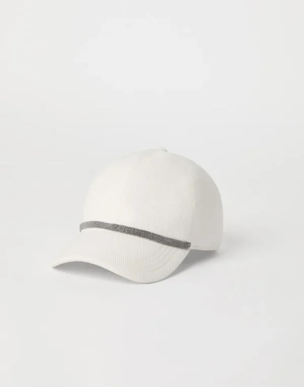 Cotton and linen cavalry baseball cap with shiny band