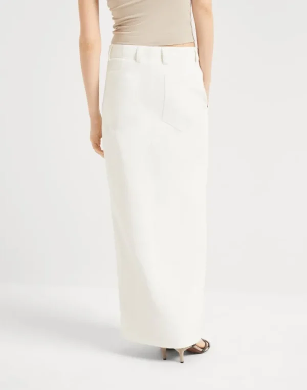 Cotton and linen cavalry chino skirt