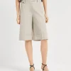 Cotton and linen cover sartorial long Bermuda shorts with monili