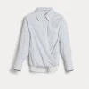 Cotton and silk chalk stripe poplin shirt with monili