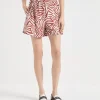 Cotton and silk ethnic print poplin track shorts