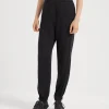 Cotton and silk interlock track trousers with shiny tab