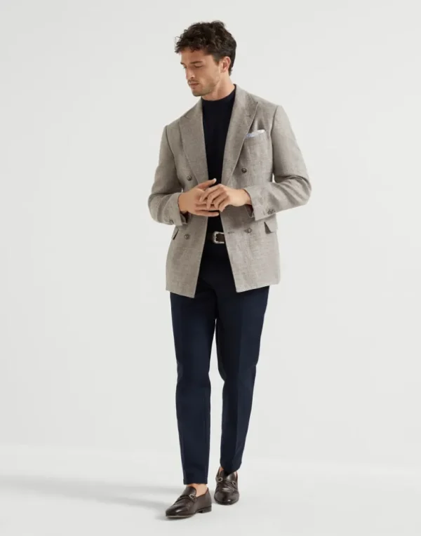 Cotton and virgin wool gabardine Italian fit trousers