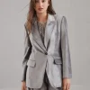 Cotton and viscose sleek velvet blazer with monili