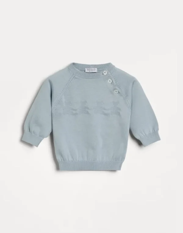 Cotton Baby Bernie jacquard sweater with buttons