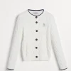 Cotton cable knit cardigan with logo