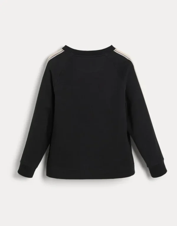 Cotton, cashmere and silk French terry double cloth sweatshirt with grosgrain inserts and print