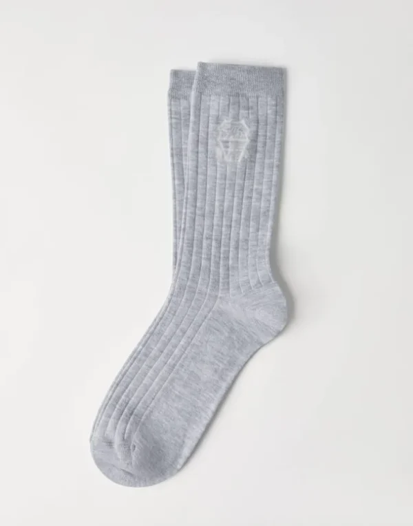 Cotton chalk stripe effect socks with logo