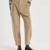 Cotton corduroy baggy sartorial trousers with monili