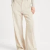 Cotton corduroy loose trousers with monili