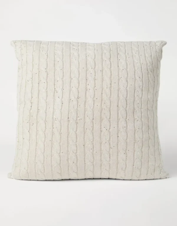 Cotton dazzling cables knit large cushion