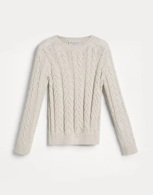 Cotton dazzling double cable sweater