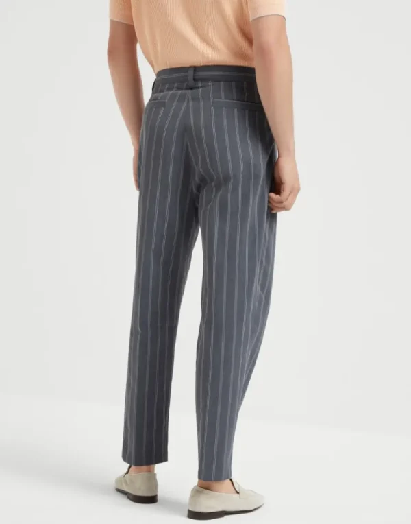 Cotton double chalk stripe leisure fit trousers