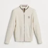 Cotton English rib cardigan with logo and zipper