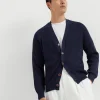 Cotton English rib cardigan with raglan sleeves