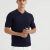 Cotton English rib knit polo