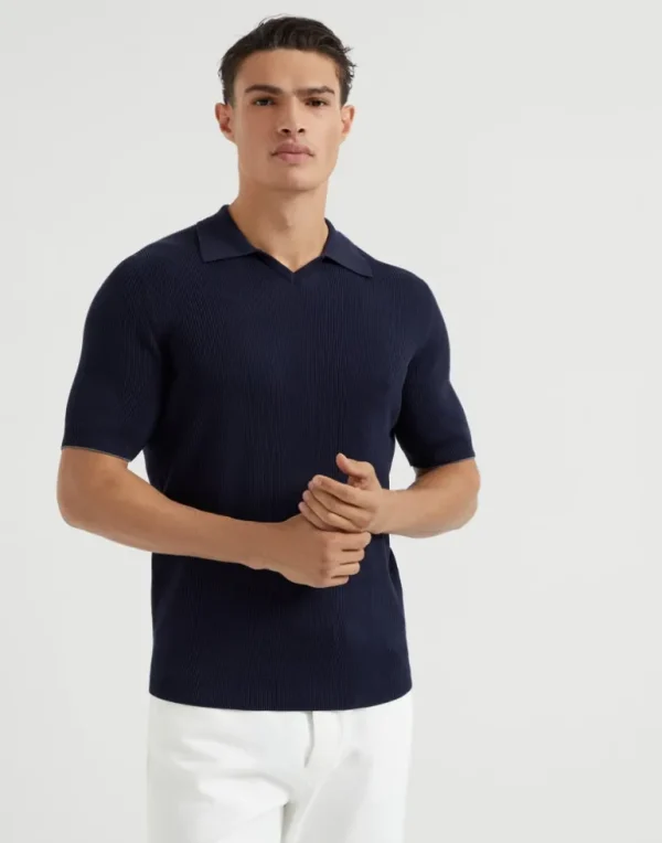 Cotton English rib knit polo