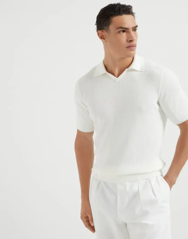 Cotton English rib knit polo