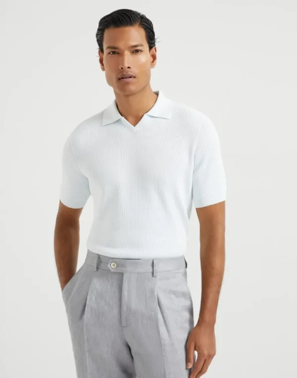 Cotton English rib knit polo