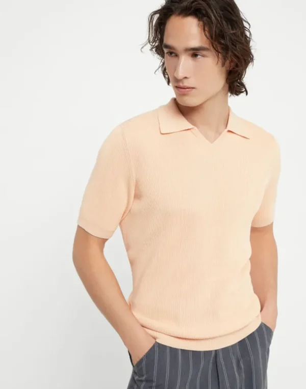 Cotton English rib knit polo