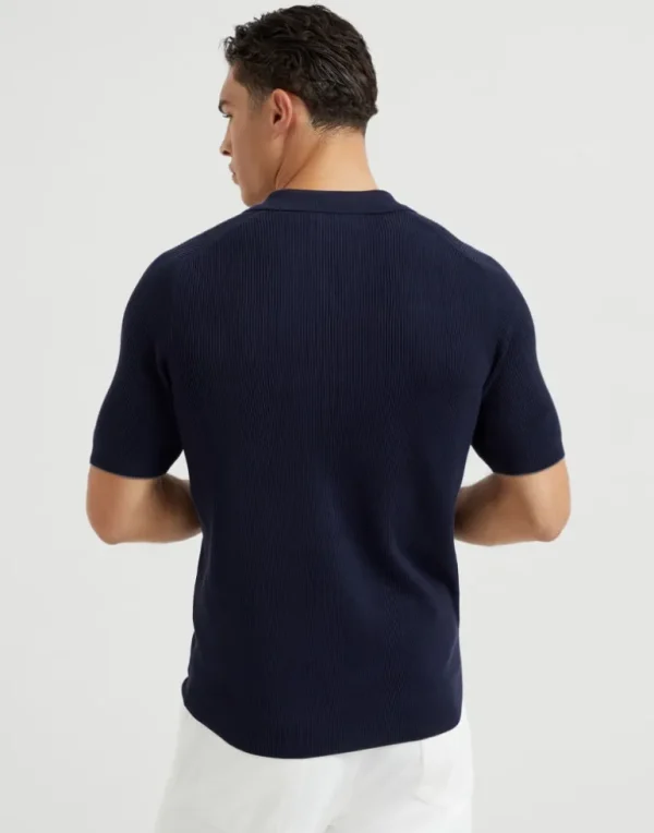 Cotton English rib knit polo