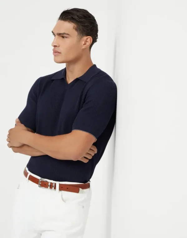 Cotton English rib knit polo