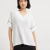 Cotton English rib knit T-shirt with precious trims