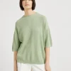 Cotton English rib sweater with monili