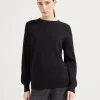 Cotton English rib sweater with monili