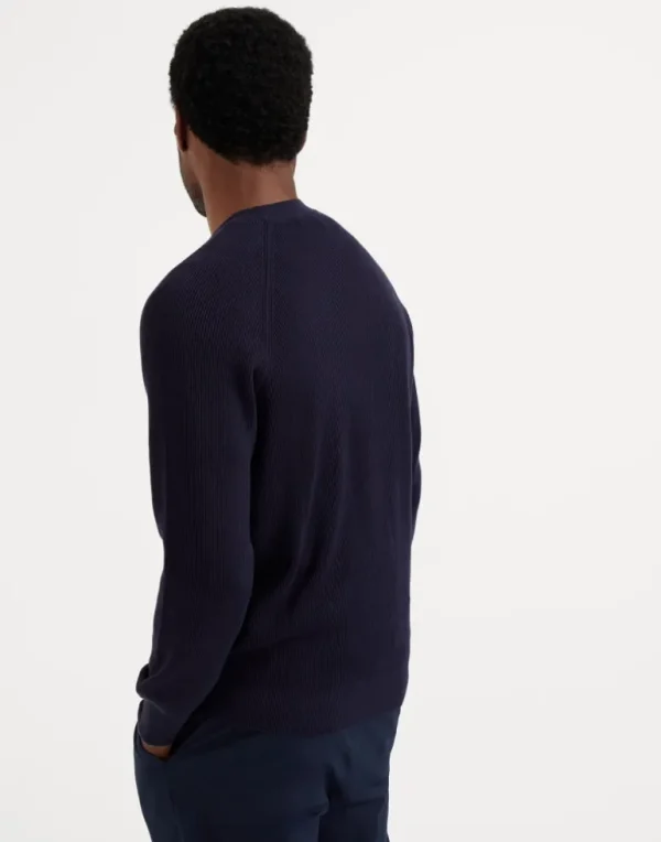 Cotton English rib sweater with raglan sleeves