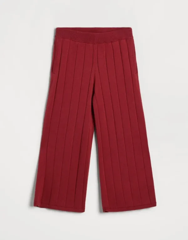 Cotton flat rib knit track trousers