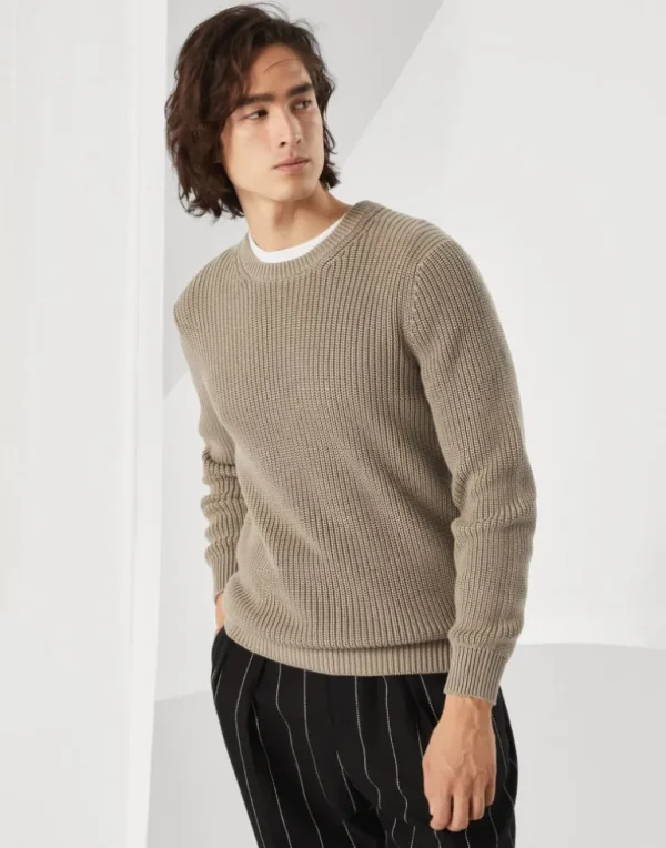 Cotton half English rib sweater