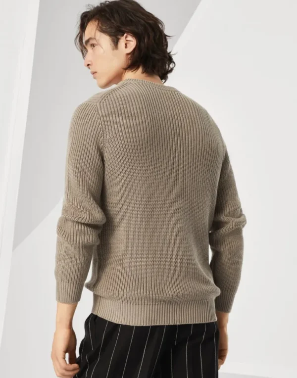 Cotton half English rib sweater