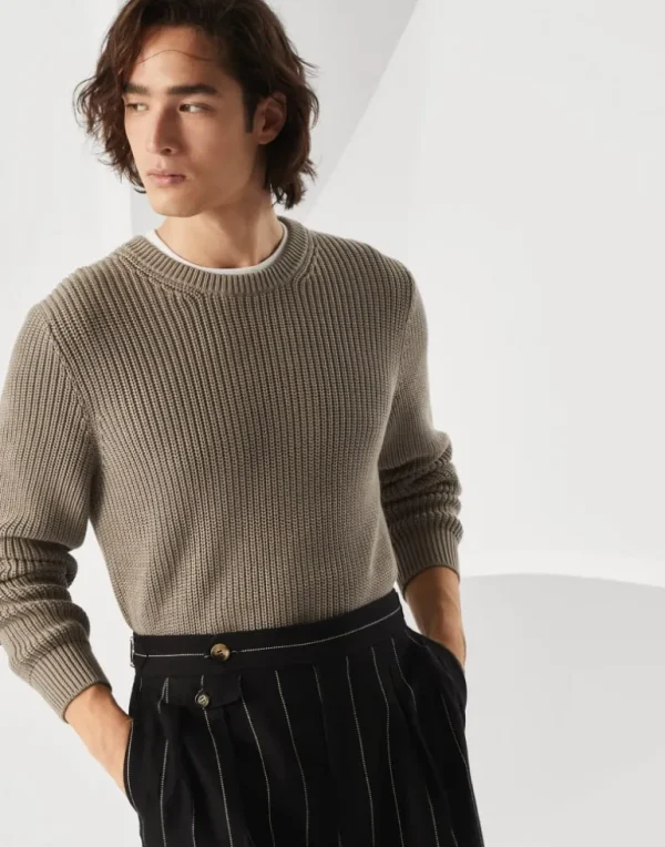 Cotton half English rib sweater