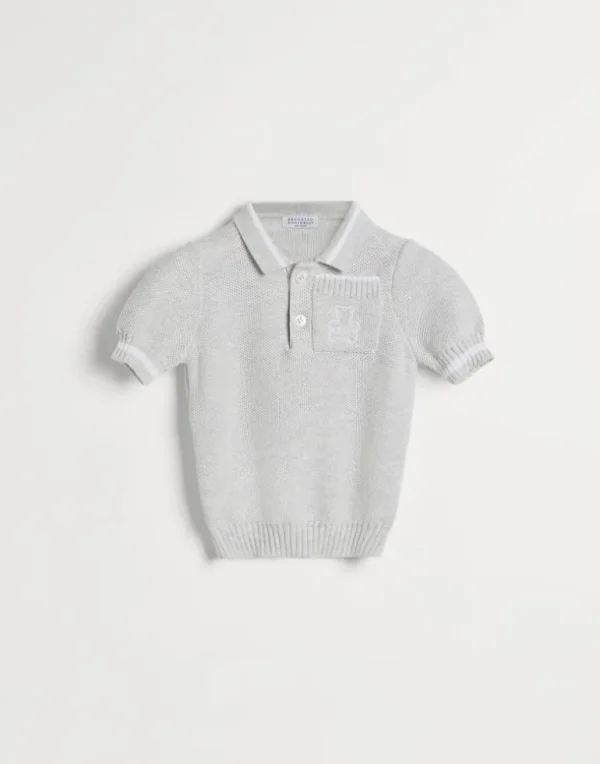 Cotton honeycomb stitch Baby Bernie knit polo shirt