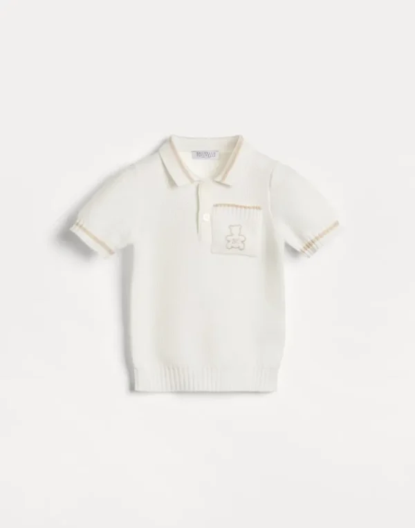 Cotton honeycomb stitch Baby Bernie knit polo shirt