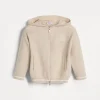 Cotton honeycomb stitch hooded Bernie cardigan with zipper