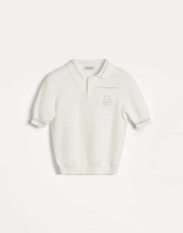 Cotton honeycomb stitch knit Bernie polo shirt