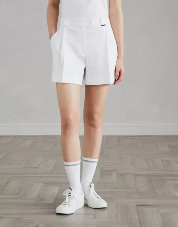 Cotton interlock shorts with shiny tab