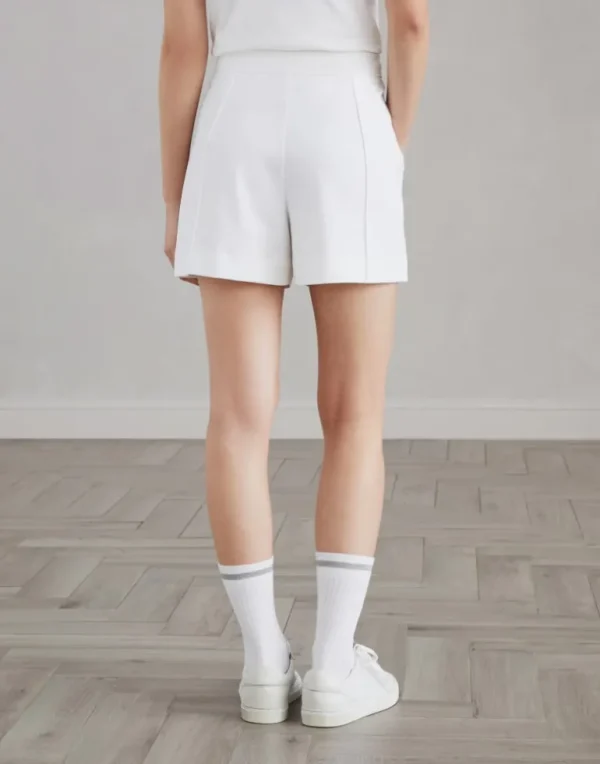 Cotton interlock shorts with shiny tab