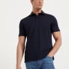 Cotton jersey basic fit polo with shirt-style collar