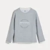 Cotton jersey long sleeve T-shirt with faux-layering and print